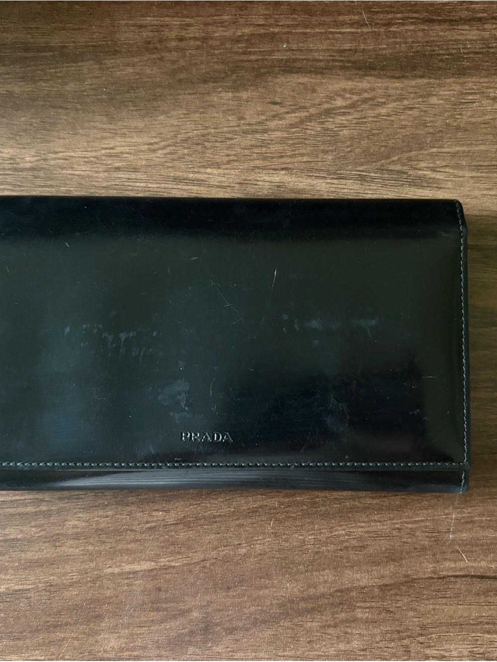 Prada Black Leather Wallet Clutch